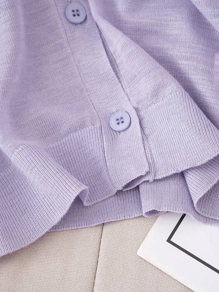 GIGOGOU Women's Lightweight Knitted Cardigan Sunscreen Long Sleeve Casual Jacket, Spring/Summer - Purple - View 5