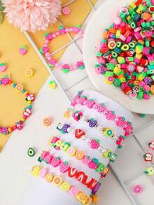 Polymer Clay Bead Bracelet Making Kit, Cute & Fun Beads Friendship Bracelet Making Set, Includes Letter Beads Pendant, Suitable For Jewelry DIY Crafts