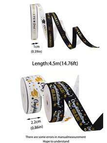 Dây ruy băng Grosgrain đen/trắng dài 4,5m (14,76ft) dùng để chúc mừng tốt nghiệp, thích hợp để gói quà tốt nghiệp, đóng gói hoa, trang trí bao bì. - Nhiều màu - Xem 8