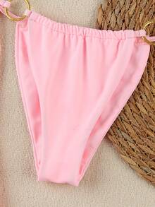 3件套优雅纯色性感女士比基尼套装