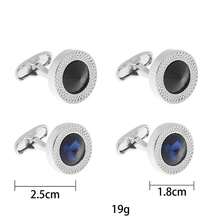 1 Par de gemelos elegantes y de moda, con estilo de negocios casual, de gran tamaño y con diseño geométrico de cristal, adecuados para que los usen el novio y los padrinos con trajes y camisas, excelente regalo para el Día del Padre y la temporada de bodas (sin caja de regalo) - Redondo - Ver 7