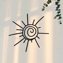Hello Young Bohemian Sun Burst Metal Wall Art,1pc Transverse Orientation Sunburst Wall Hanging Decor,Outdoor Indoor Beach Sign Poolside Artwork,Power-Free Metal Wall Pediments,Featherless,Home Decor ,Room Decor,Wall Decor Bedroom Decor