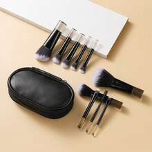 10pcs Mini Classic Black Portable Makeup Brush Set With Storage Bag, Multifunctional Full Set For Beginners, Easy To Use,Brush Set,Makeup Brush Kit,Make Up Brush Set,Make Up Set Complete,Makeup Brush Set,Complete Makeup Kit,Brush Kit,Brushes Makeup Set,Makeup Gift Set,Set - Black - View 3