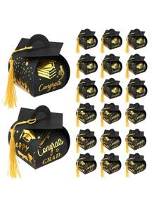 10/20pcs Graduation Cap Congrats Gift Boxes, Gold Tassel Packaging Boxes, Graduation Party Centerpiece Decor, Graduation Celebration Party Favors