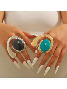 New Fashion Exaggerated Opening Ring, Punk Style High-End Turquoise Ring - Multicolor - View 1