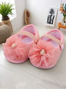 1Pair New Baby Shoes Soft First Walkers Girl Sweet Flower Shallow Princess Style Shoes Crib Floor Walking Shoes 0-12M