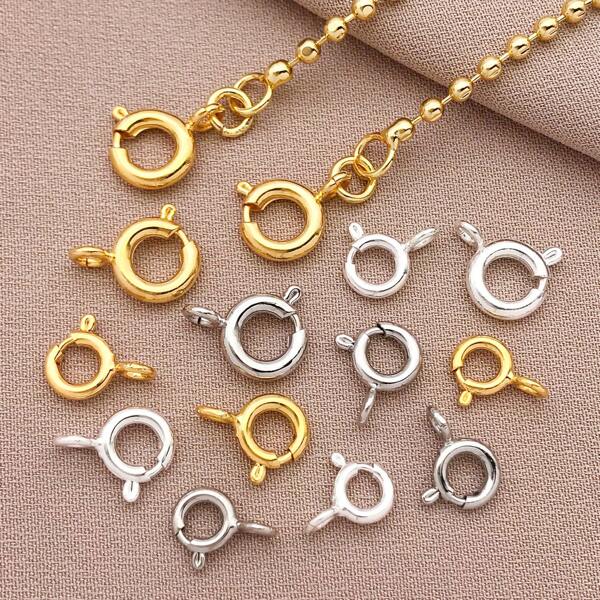 5/10/15 Stücke 18 Karat vergoldete Federverschlüsse, runde Messing-Federklemmen, offener Ring Schmuckfederverschluss, Schmuckverbinder-Federverschluss für Armbänder, Halsketten, Schmuckherstellung