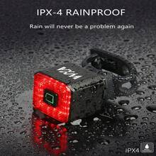 1pc VXM Smart Bicycle Rear Light, Outdoor Cycling Rechargeable LED, Night Riding High Beam Warning Light, Smart WT005 Cycling Safety Accessory (Aluminum Alloy Housing) - Multicolor - View 2