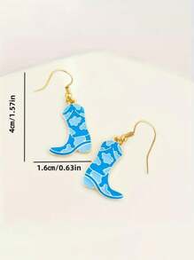 1 Pair Fashionable Western Cowboy Boot Design Dangle Earrings, Suitable For Daily Wear