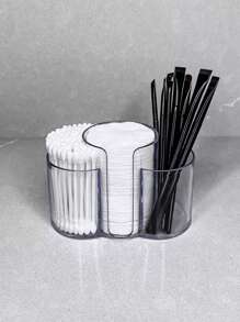 1pc Clear Swab Dispenser Holder, Bathroom Container 3 Section Swab And Makeup Pad Holder, Dressing Table Organizer For Swabs, Pads, Dental Floss,For Holiday Beach, Bathroom Collection, Bedroom Collection, Large Capacity