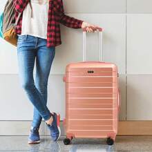 Suitcase Large Medium Cabin Size | Hard Shell | Lightweight | 4 Dual Spinner Wheels | Trolley Luggage Suitcase | Hold Check In Luggage | TSA Combination Lock (Rose Gold, Cabin 20" X 2) - Rose Gold - View 2