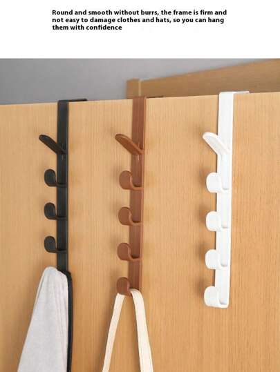 2pcs 5-Tier Over The Door Hanging Hooks Rack, Easy Install Door Hanger Hooks For Coats, Bags, Bedroom, Bathroom, Home Organization
