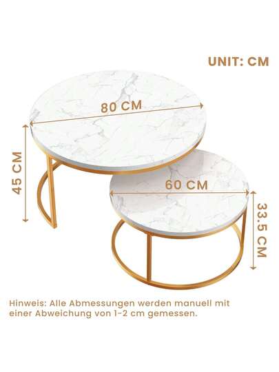 Set Of Coffee Tables, Round Side Living Room Tables MDF Tabletops Metal Frames, Nesting In Moderne Ideal Rooms view 4