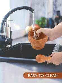 2pcs Spice Grinder Mortar And Pestle Set, Multipurpose Large Garlic Press, Big Size Garlic Masher For Home Use, Seasoning Grinding Tool, Kitchen Small Gadget, 4.3inch*3.9inch