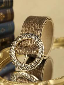 1 件女士咖啡色腰带，波西米亚风格皮带配金属扣，时尚配饰，适合夏季日常穿着、秋季上学、秋季、万圣节 - 咖啡 - 查看 3