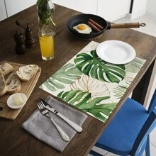 1/4/6/8/12 Pcs Linen Dining Table Placemats, Washable Ocean Seashell Printed Table Mats, Surface Protective Pads, Indoor Outdoor Dining Table Decor, Suitable For Holiday Parties & Kitchen