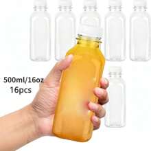 6 Packs 13.6 OZ (400 Ml) Clear PET Plastic Juice Bottles With Black Lids- Plastic Smoothie Bottles Ideal For Juice, Milk And Other Beverage,Empty Plastic Juice Bottles With Leak-Proof Caps Clear Water Bottle, For Outdoor, Camping