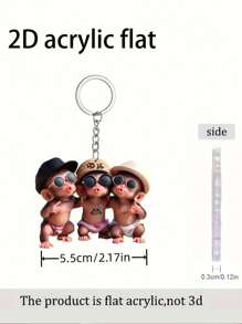 3 Stück Hip-Hop Affe, 2D Acryl Anhänger, sehr cooles Design, kann als multifunktionaler Schlüsselanhänger, Dekorationszubehör, Innenraum-Hängedekoration und DIY Rucksack-Anhänger verwendet werden, perfekt, ohne Batterie erforderlich [Das Produkt muss manuell installiert werden.] Halloween Zubehör Lehrertag Weihnachtsgeschenkideen Taschenzubehör Ausweishalter Autozubehör Taschenanhänger