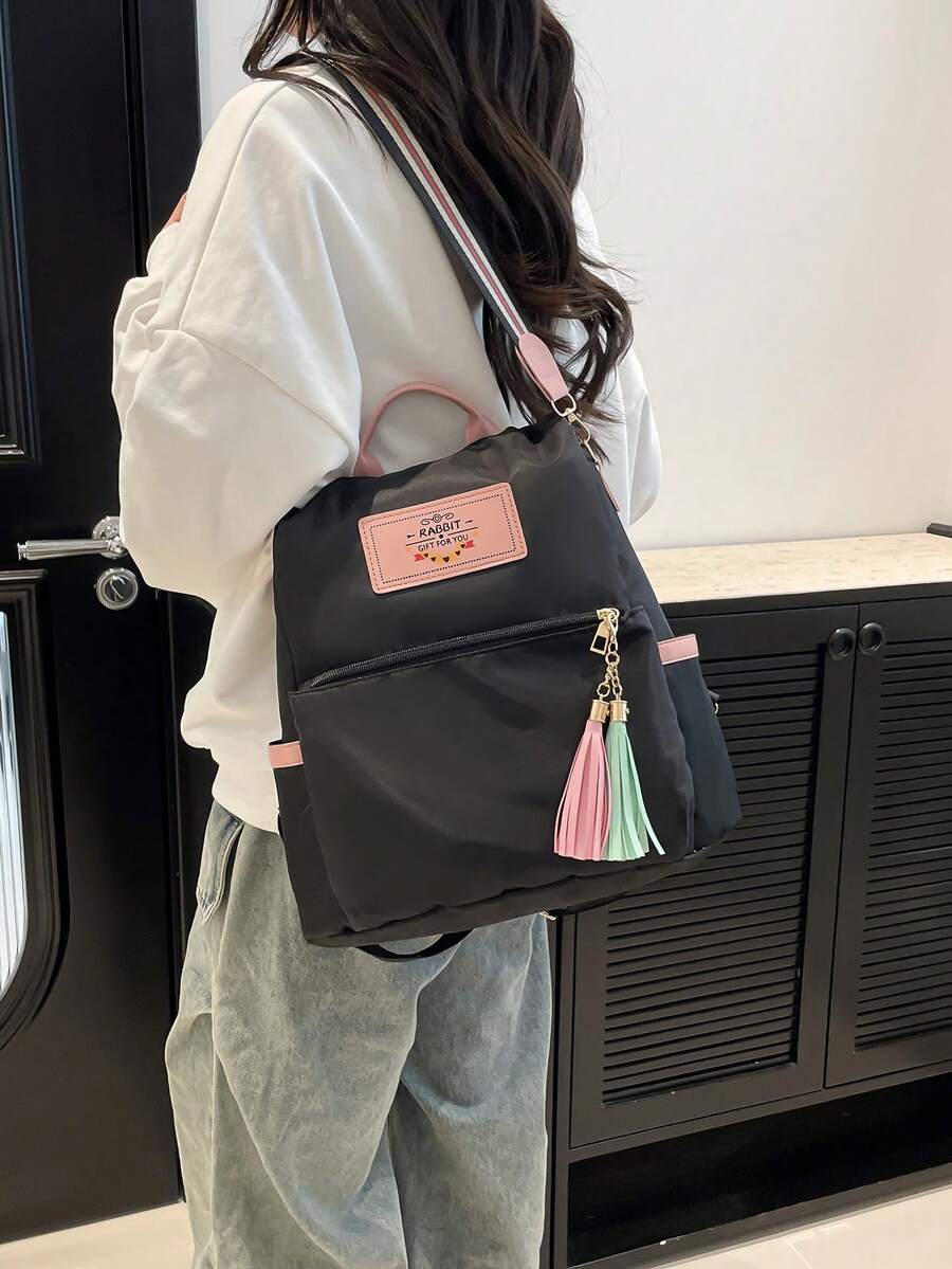 Fashionable Casual Versatile Large Capacity Backpack - Black - View 1