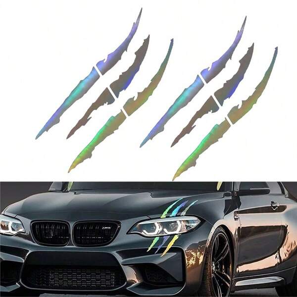 2 Juegos de Adhesivos de Arañazos Corporales, Adhesivos de Arañazos de Bestias, se pueden colocar en el exterior del arco de la lámpara, adhesivos decorativos y de moda, y adhesivos universales para coches y motocicletas