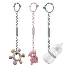 1 pieza Correa de silicona ajustable para juguetes de cochecito, adecuada para sujetar juguetes, botellas, tazas, chupetes al cochecito, trona, silla de coche, duradera y antideslizante, artículos esenciales para bebés