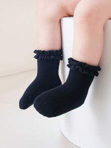 1 Pair Girls Breathable Lace Princess Style Cute Baby Socks, Suitable For Casual Wear, Holiday, Birthday Party, Daily Use - Multicolor - View 30