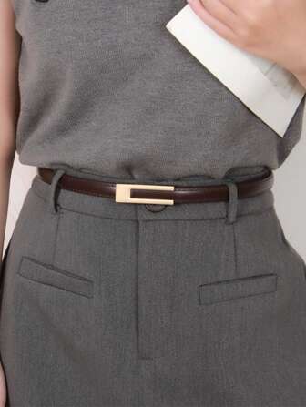 1pc Women's 4-Hole Vintage Style Leather Belt, Versatile Waist Belt To Match Pants, Shirts, Dresses Summer, School Fall, Autumn, Halloween