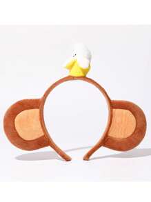 Faixa de Cabelo com Orelhas de Macaco Banana Fofa, Presilha de Cabelo em Formato de Macaco Cartoon, Lavagem Facial, Super Fofa e Engraçada, Acessório de Cabelo