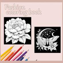 1 pieza Libro de colorear para adultos con tema de mundo negro, patrones creativos y líneas claras, ideal para regalos de cumpleaños, Pascua, Día del Padre y otros días festivos, 7.9*7.9 pulgadas, 24 páginas, impresión de un solo lado, nuevo diseño 2025, Día de la Madre, Regalo para mamá, Regreso a la escuela, Útiles escolares