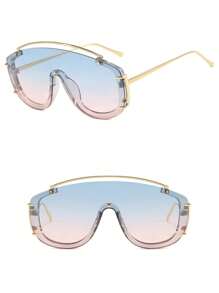 1 pièce Lunettes de mode femme rétro élégantes avec monture métallique oversize, esthétique élégante, convient pour diverses occasions comme l'été, la plage, les vacances, l'extérieur et les voyages