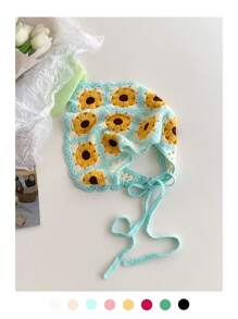 1 Stück Damen Sommer Strandschal, Boho-Stil gestrickter dreieckiger Kopfwickel, handgefertigter gehäkelter Stirnband, ländlicher Stil Kopfwickel Bandana Haartuch