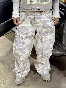 DK-MB Men's Hip-Hop American Vintage Loose Printed Casual Pants, Couple Loose Straight Leg Trousers, Streetwear Relaxed Drawstring Outdoor Pants, Men Cargo Pants Streetwear - Multicolor - View 5