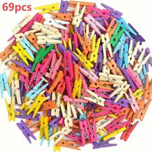 35/39/60/69/96/116 Pcs Colorful Wooden Mini Clips (Decorative, Not For Laundry), 1 Inch, Reusable And Space-Saving, Suitable For Photos, Crafts And DIY Projects, Home And Kitchen Decor, Albums, Frames And Accessories, Clothespins