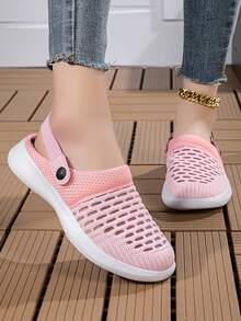 Women's Sneakers New Mesh Breathable Women's Lightweight Shock Absorbing Sport Casual Shoes, Fashion Versatile Slip-On Sandals, Suitable For Indoor, Outdoor, Summer - Pink - View 3