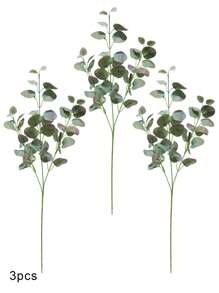 1/3pcs Artificial Leaves, Real Touch Leaf Artificial Eucalyptus Stems, Tall 26" Long Silver Dollar Eucalyptus Stems Greenery Stems Eucalyptus Leaf Spray In Green Silk Plastic Plants Floral Artificial Plants For Home Party Wedding Decoration, Home Fireplace Bathroom Office Party Decor Gifts Birthday Graduation