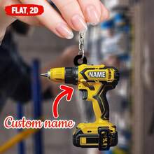1pc Personalized Acrylic Electric Drill Design Keychain, Gift For Father (Customizable Name) - Multicolor - View 9