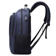 Men's And Women's Business Commuter Travel Backpack, Multi-Functional USB Interface Rechargeable Large Capacity Laptop Bag - Blue - View 5