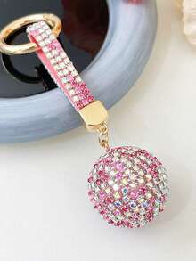 1pc Fashionable Full Rhinestone Ball Keychain, Crystal Keychain Bag Charm Car Key Chain - Multicolor - View 9