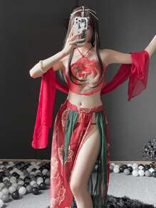 A Set Of Women's Cosplay Oriental Classical Palace Style Hanfu Bellyband Set - Multicolor - View 5