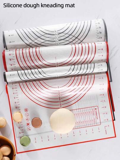 1 件 - 铂金玻璃纤维硅胶揉面垫，防滑硅胶糕点垫（带刻度），不粘烘焙工具垫。用途广泛，可用于制作糕点、面条、马卡龙、面包等。