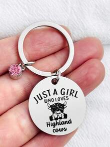 1pc Charming Stainless Steel Highland Cow Keychain, Perfect Gift For Farmers And Animal Lovers Car Accessories Bag Charm School Cute Goth Y2k - Multicolor - View 8