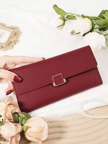 Burgundy Bag Charry Red Bag Wine Red Bag,Fashionable Women's Long Wallet, Coin Wallet, Triple Fold Multi Card Slot Large Capacity Multifunctional Wallet, Women's Elegant Folding Card Slot And Zipper Pocket - Burgundy - View 9