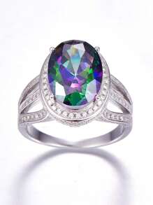 1 pieza Anillo de compromiso elegante con forma de huevo hecho de plata de ley 925 brillante para mujeres, adecuado para bodas, compromisos, propuestas y otros hitos importantes, con significado