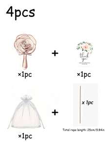 Set de regalo para invitados de boda de 16/4 piezas, espejos de mano bañados en oro con diseño de rosa, espejos bañados en oro rosa, tarjetas de agradecimiento con diseño floral y bolsas de organza, regalos para damas de honor, recuerdos de boda, adecuado para fiestas de boda y regalos de duchas nupciales - Multicolor - Ver 16