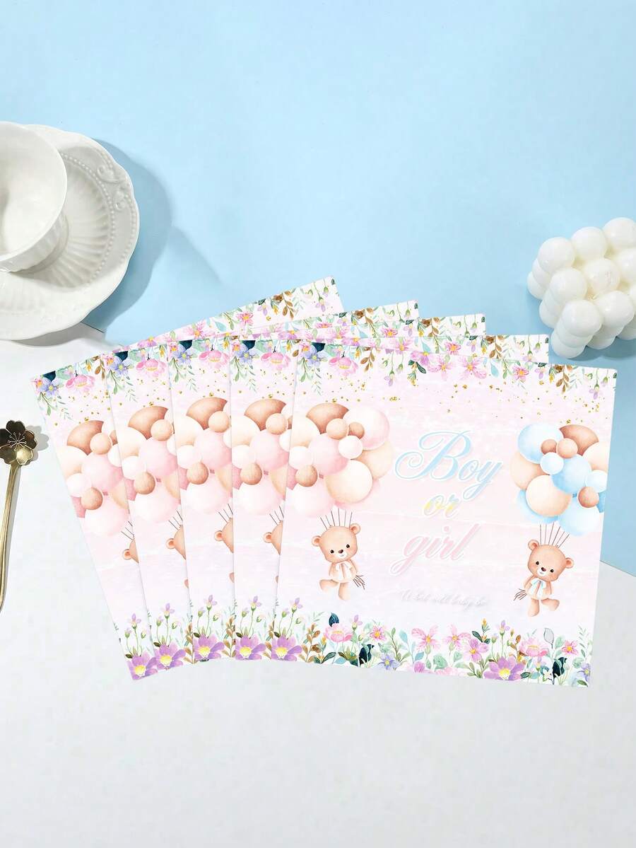 60 件/40 件/20 件，33*33 厘米/13*13 英寸，一次性性别揭秘派对主题餐巾，适合各种主题派对和日常使用，增添节日气氛 - 彩色 - 查看 1