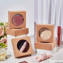 30pcs-Kraft Paper Handmade Soap Packaging Box With Round Clear Window - Foldable Square Design, Perfect For Jewelry Display, Perfect Wedding, Birthday & Anniversary, Wedding Occasion, Bridal Shower Occasion, Birthday Occasion, Universal Occasion