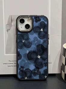 Funda de teléfono con 1 pieza de diseño floral azul marino con acabado mate, compatible con 16, 15, 14, 13, 12, 11, XS, XR, X, 7, 8 Plus, Pro Max, un gran regalo para amigos, familia, novio, novia
