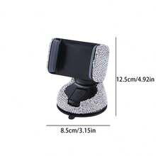 1pc Sparkling Rhinestone Suction Cup Car Phone Holder, Rotatable Phone Stand, Multifunctional Car Navigation Bracket, Unisex - Silver - View 9