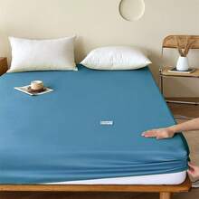 Solid Color Simple Fitted Sheet, Versatile For All Seasons