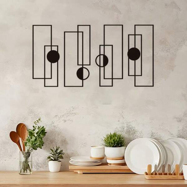 Set Of 4 Fashion-Themed Metal Wall Art – Abstract Single-Line Geometric Sculptures With 3D Texture | Modern Minimalist Hanging Decor For Living Room, Bedroom, And Bathroom | Elegant Indoor Wall Art